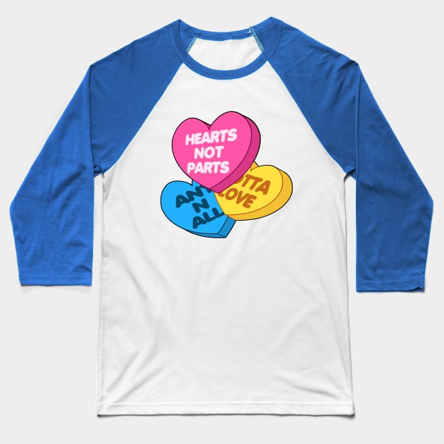 Pan Convo Hearts Baseball T-Shirt by RottingRootsArts